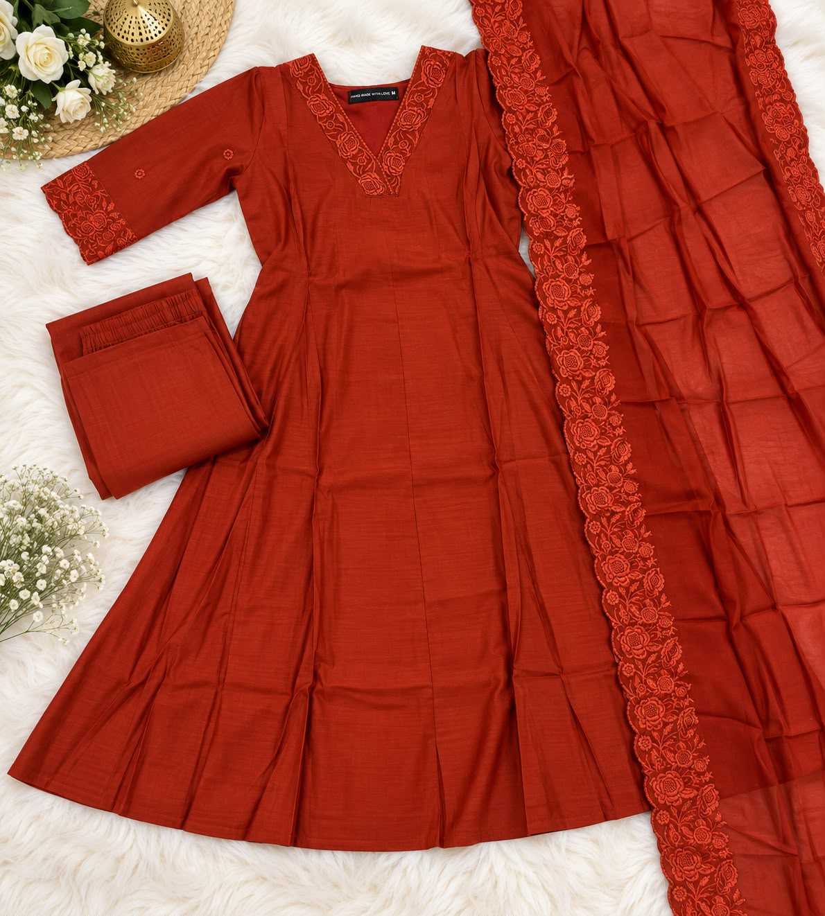 Trad Chanderi Cotton Embroidery Suit