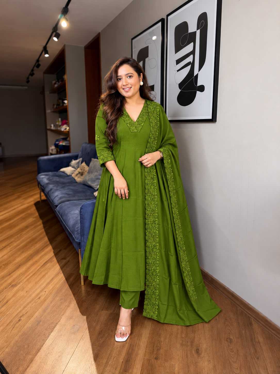 Trad Chanderi Cotton Embroidery Suit