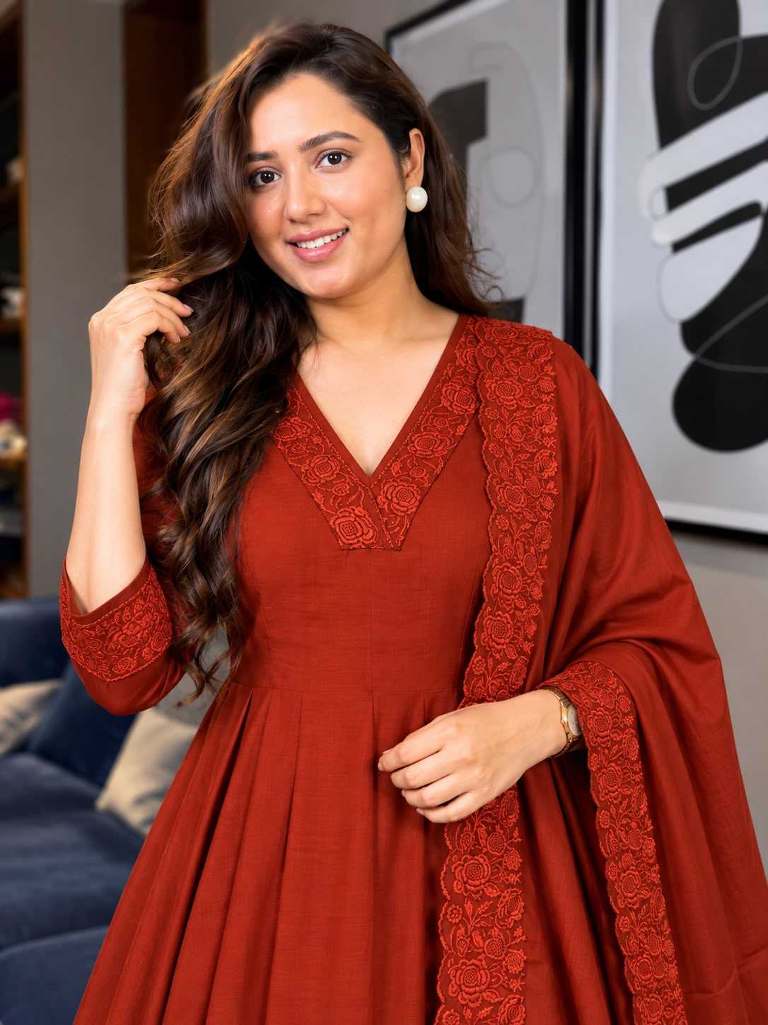 Trad Chanderi Cotton Embroidery Suit
