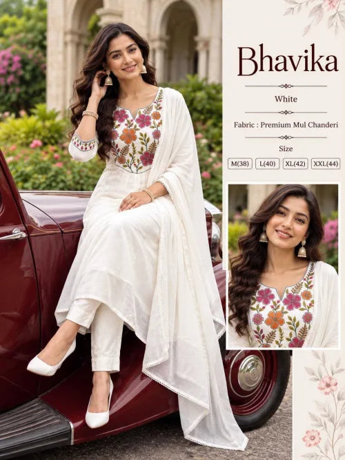 Tures Chanderi Cotton Embroidery Suit