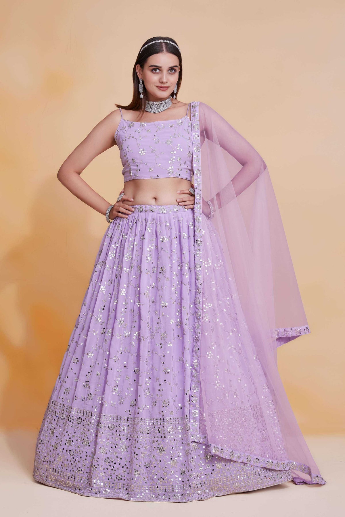 Georgette Embroidered Lehenga JT-138877
