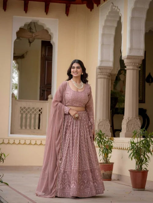 Faux Georgette Embroidered Lehenga 141