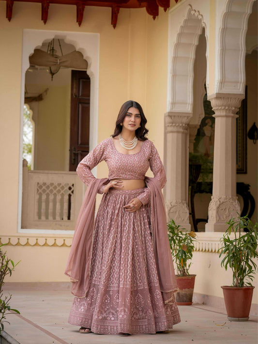 Faux Georgette Embroidered Lehenga 141