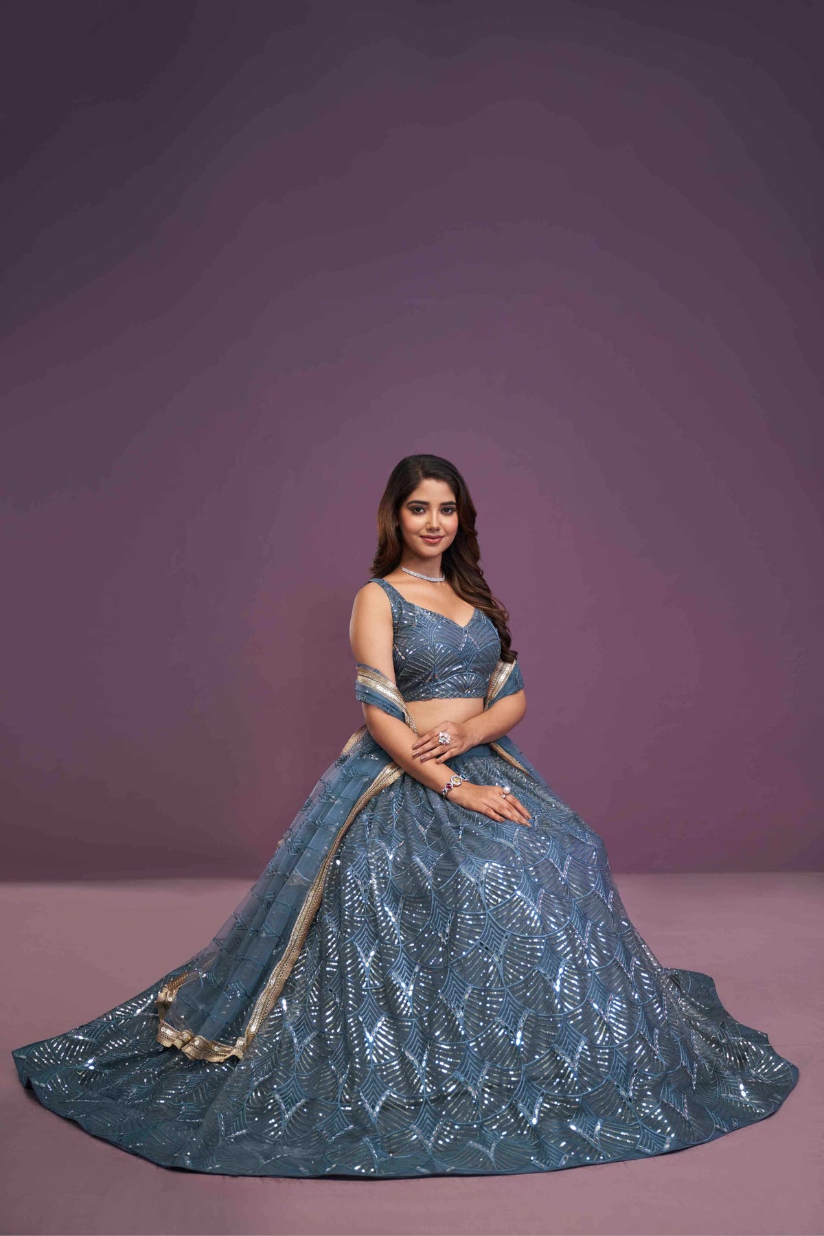 Butterfly Net Embroidered Lehenga