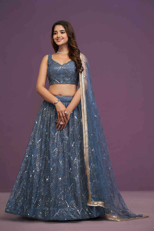 Butterfly Net Embroidered Lehenga