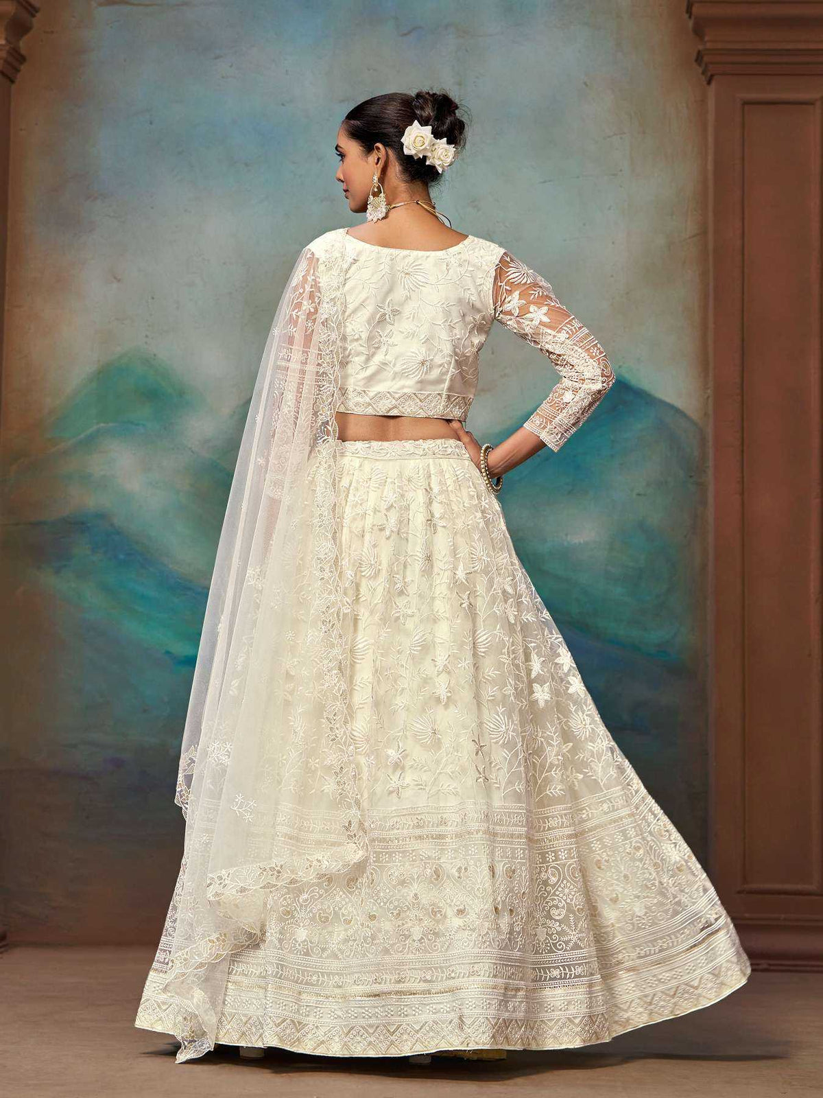 Net Embroidered Lehenga