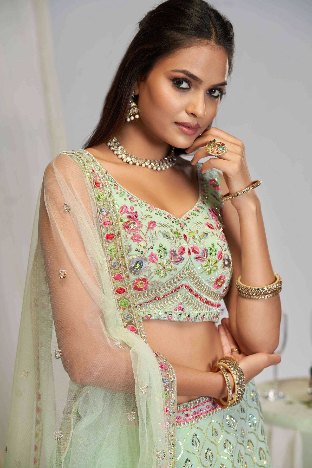 Georgette Embroidered Lehenga JT-138748