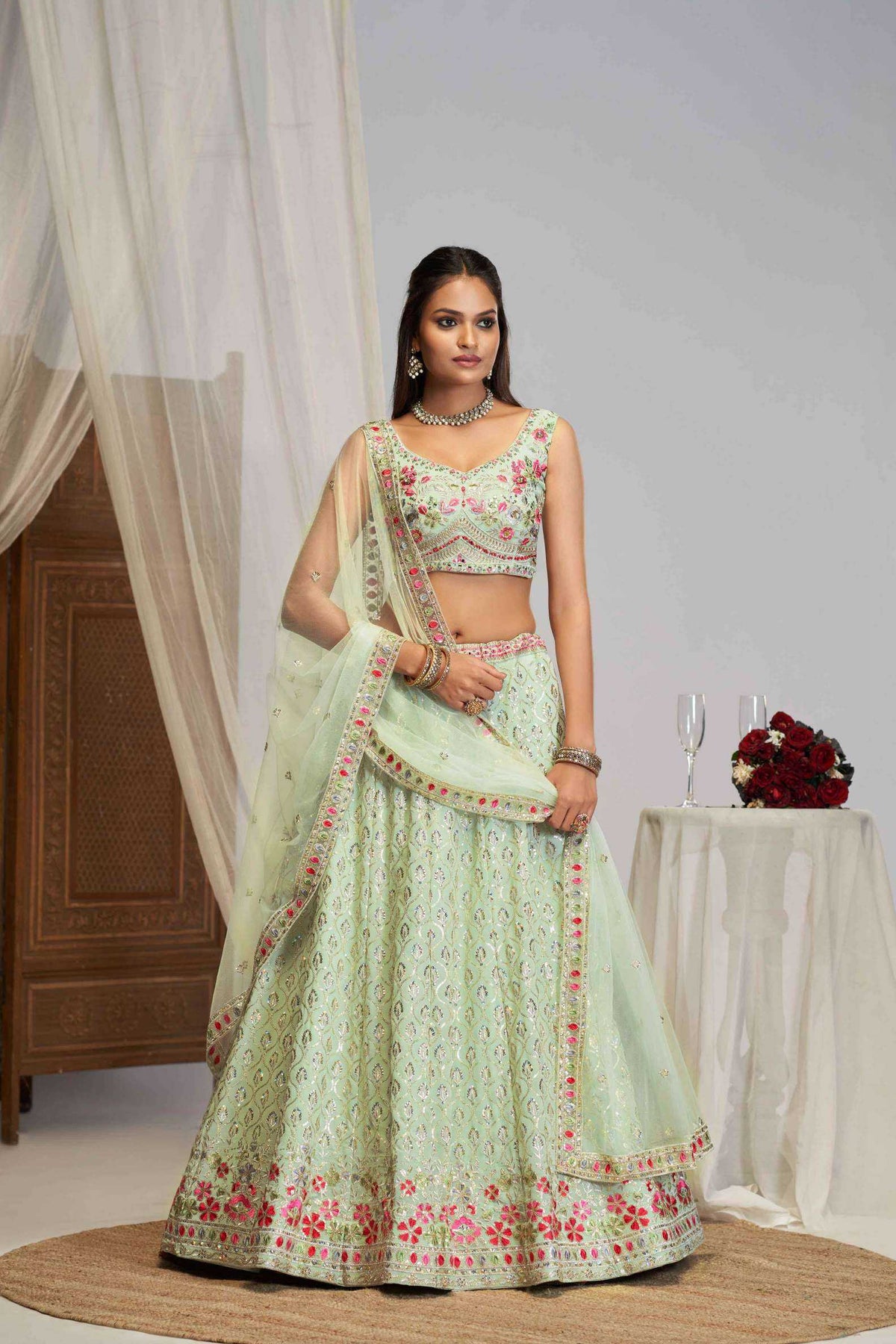 Georgette Embroidered Lehenga JT-138748