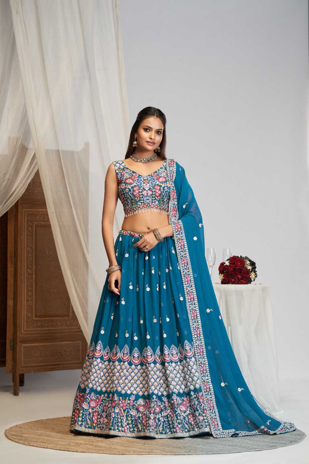 Faux Georgette Embroidered Lehenga 223