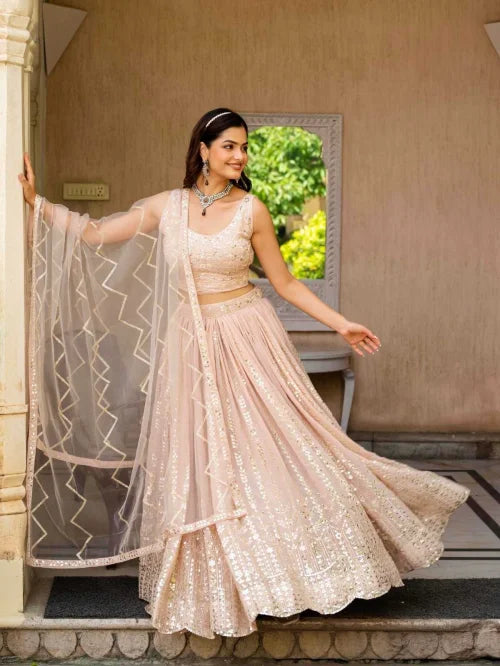 Faux Georgette Embroidered Lehenga