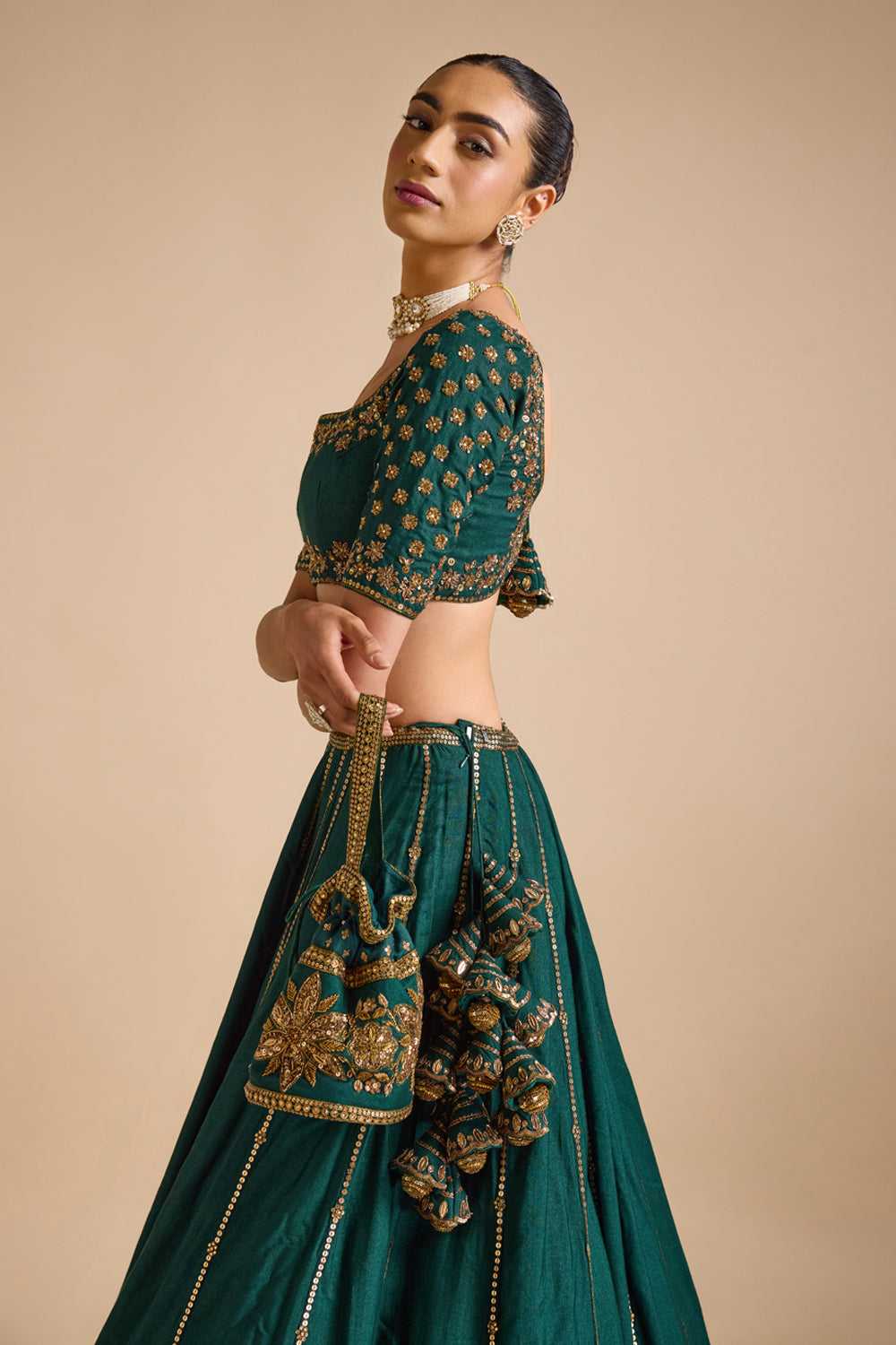 Soft Vichitra Embroidered Lehenga 254