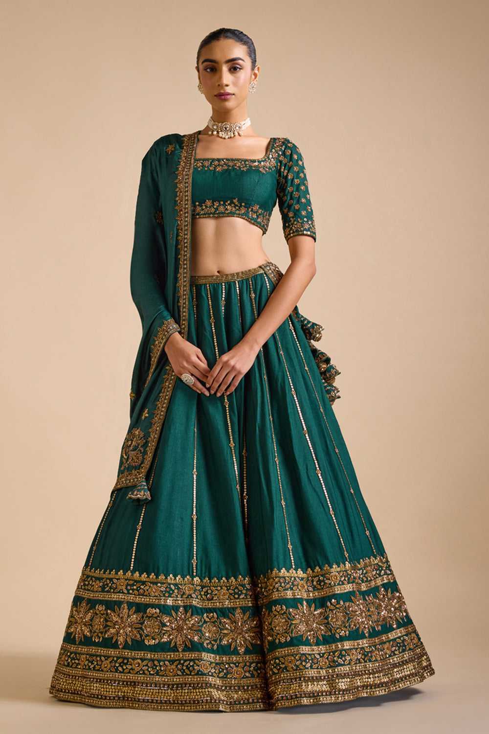 Soft Vichitra Embroidered Lehenga 254