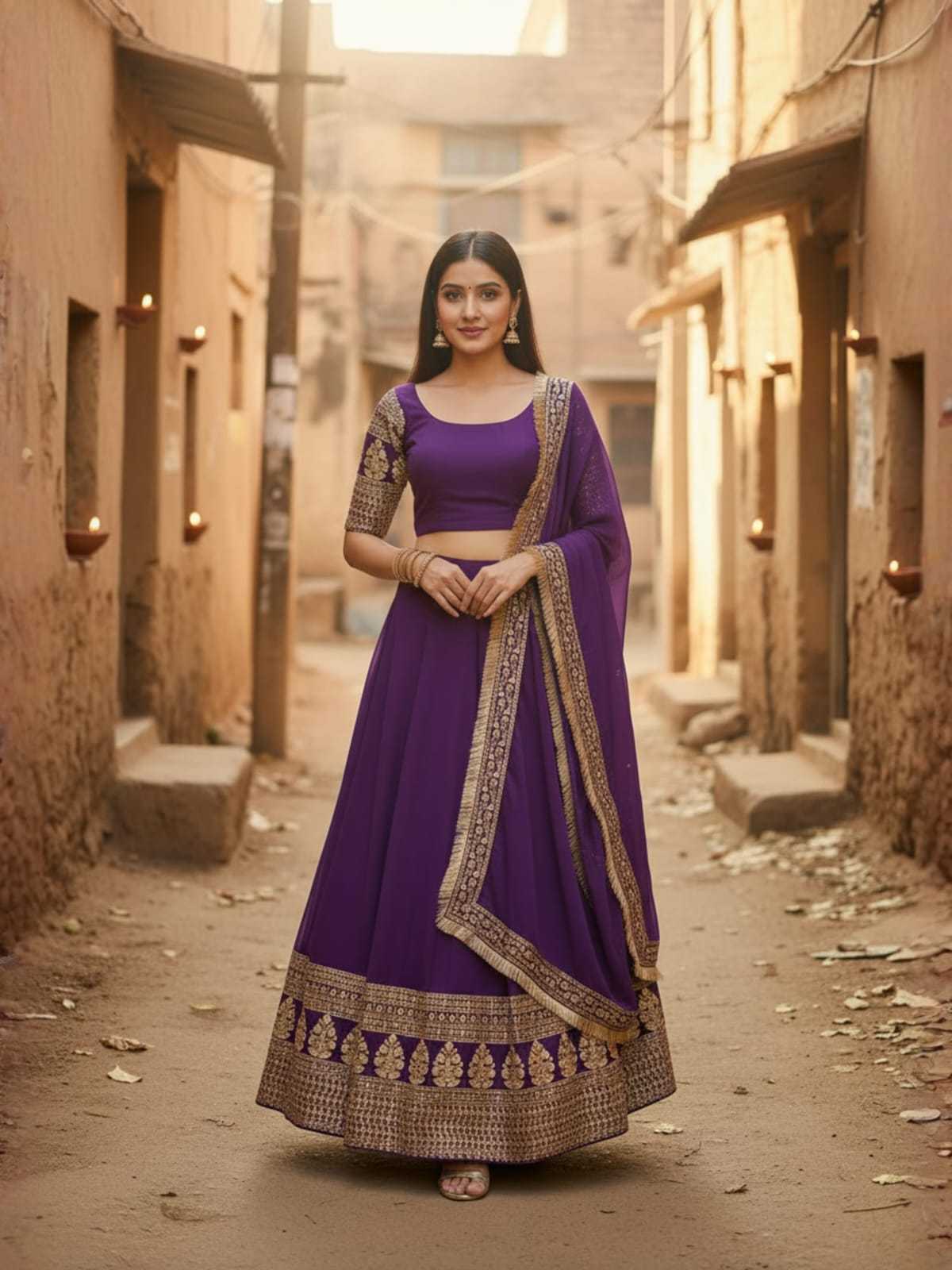 Faux Georgette Embroidered Lehenga JT-138778