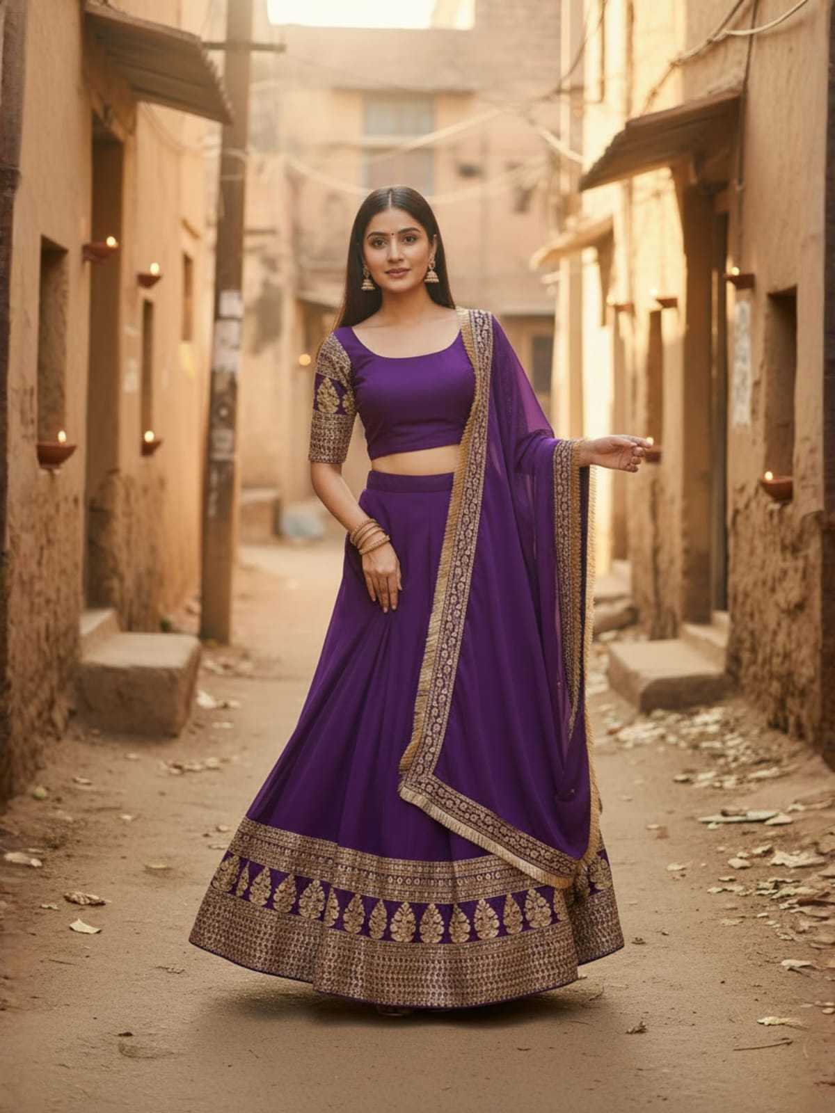 Faux Georgette Embroidered Lehenga JT-138778