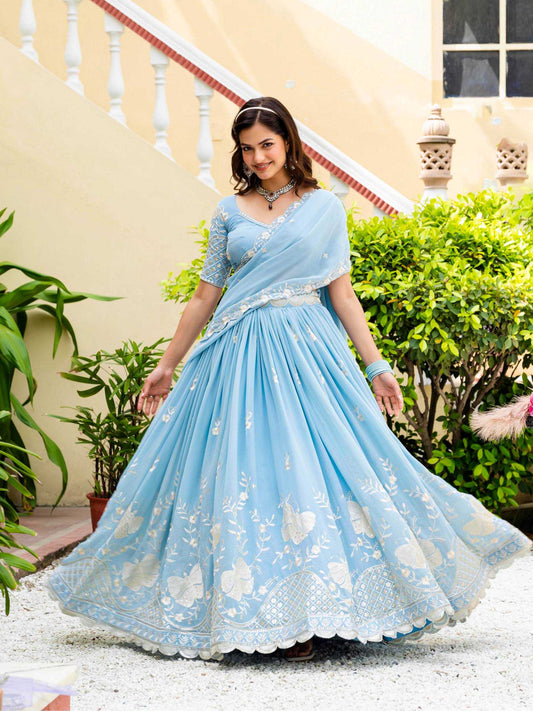 Faux Georgette Embroidered Lehenga 289