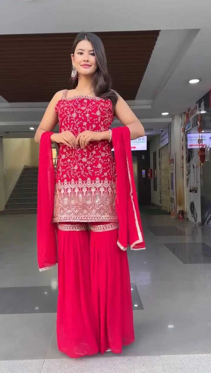 Faux Georgette Embroidery Suit 306