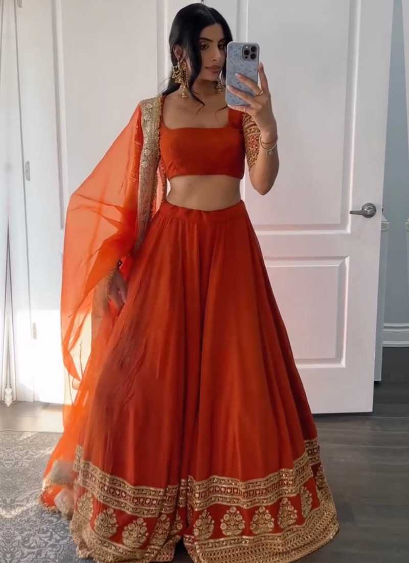 Faux Georgette Embroidered Lehenga 307