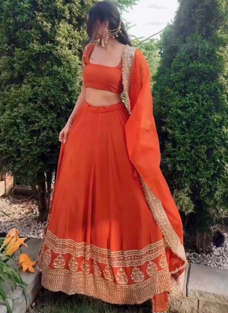 Faux Georgette Embroidered Lehenga 307