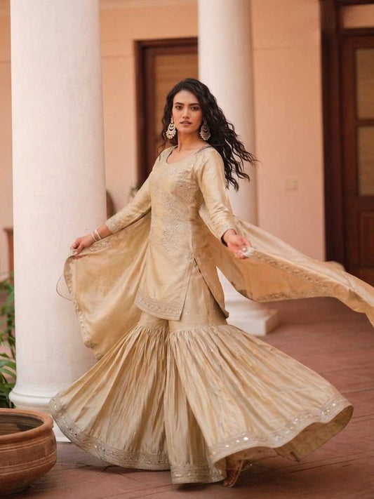 Satin Sharara Salwar Suit 331