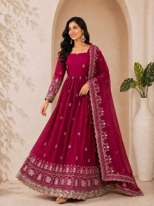 Satin Embroidery Suit 389