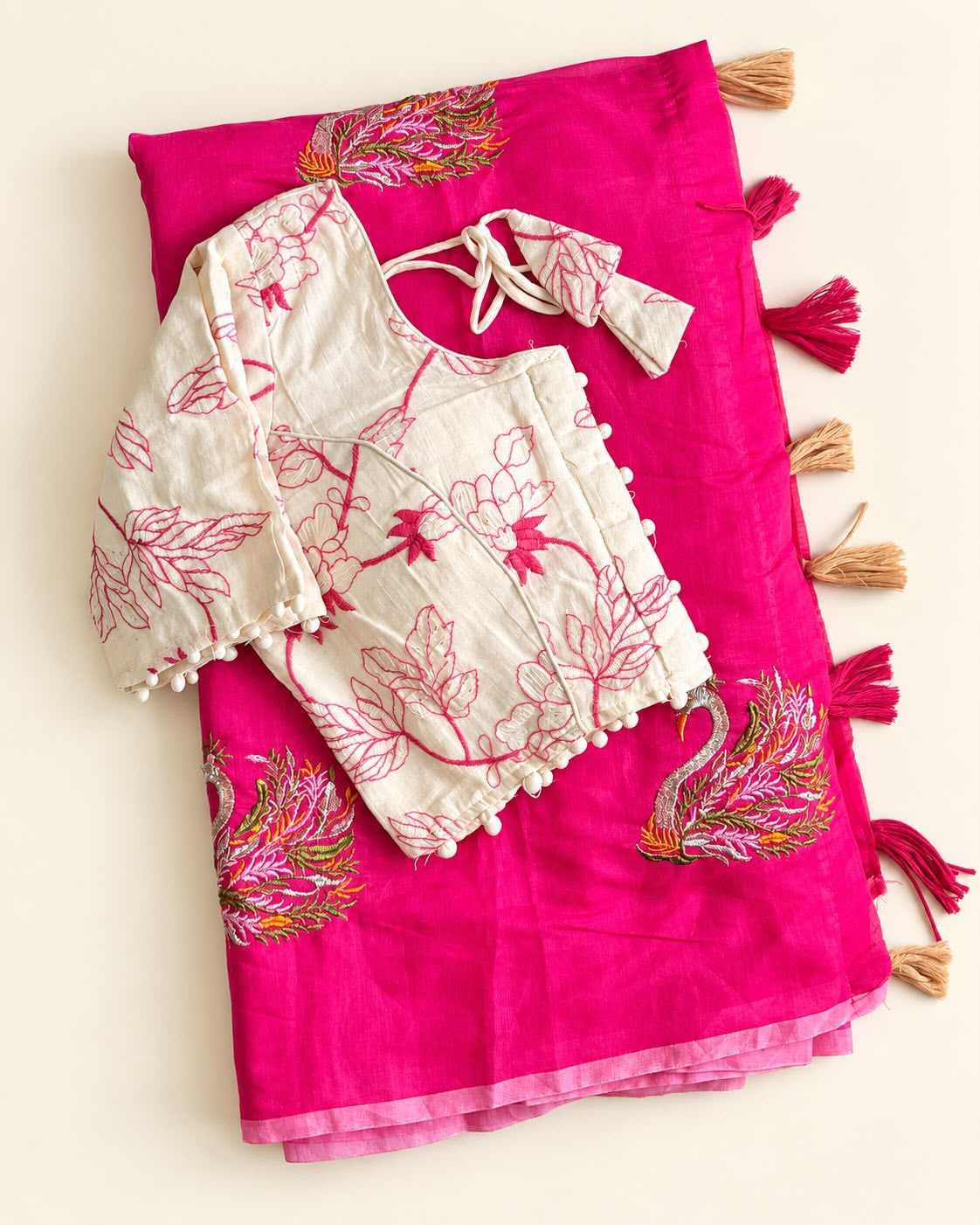 Black Chanderi Silk Designer Saree
