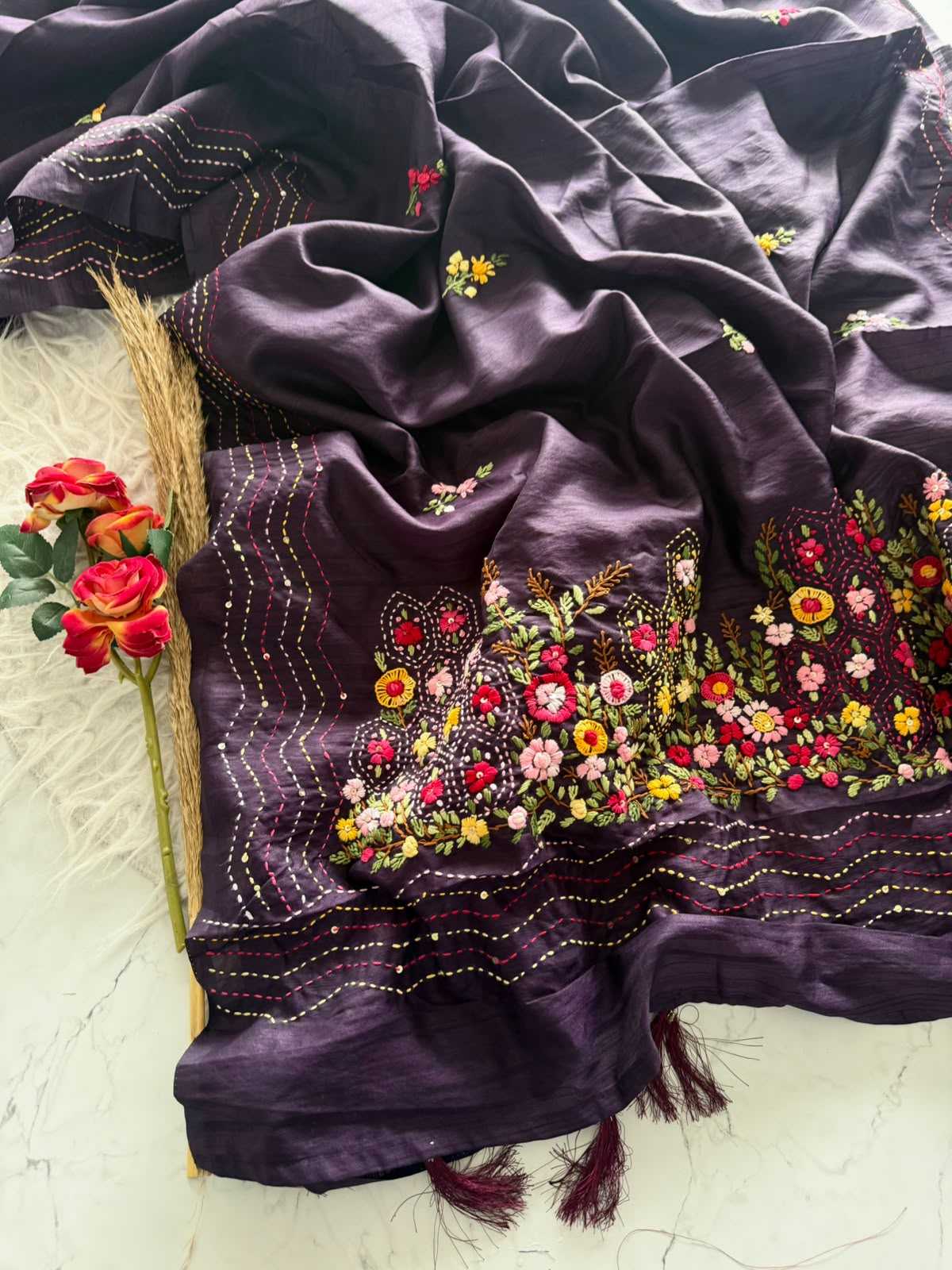 Fludic Tissue Silk Designer Saree