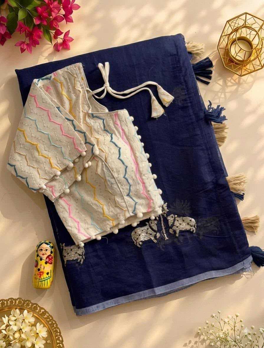 Twocow Chanderi Cotton Designer Saree