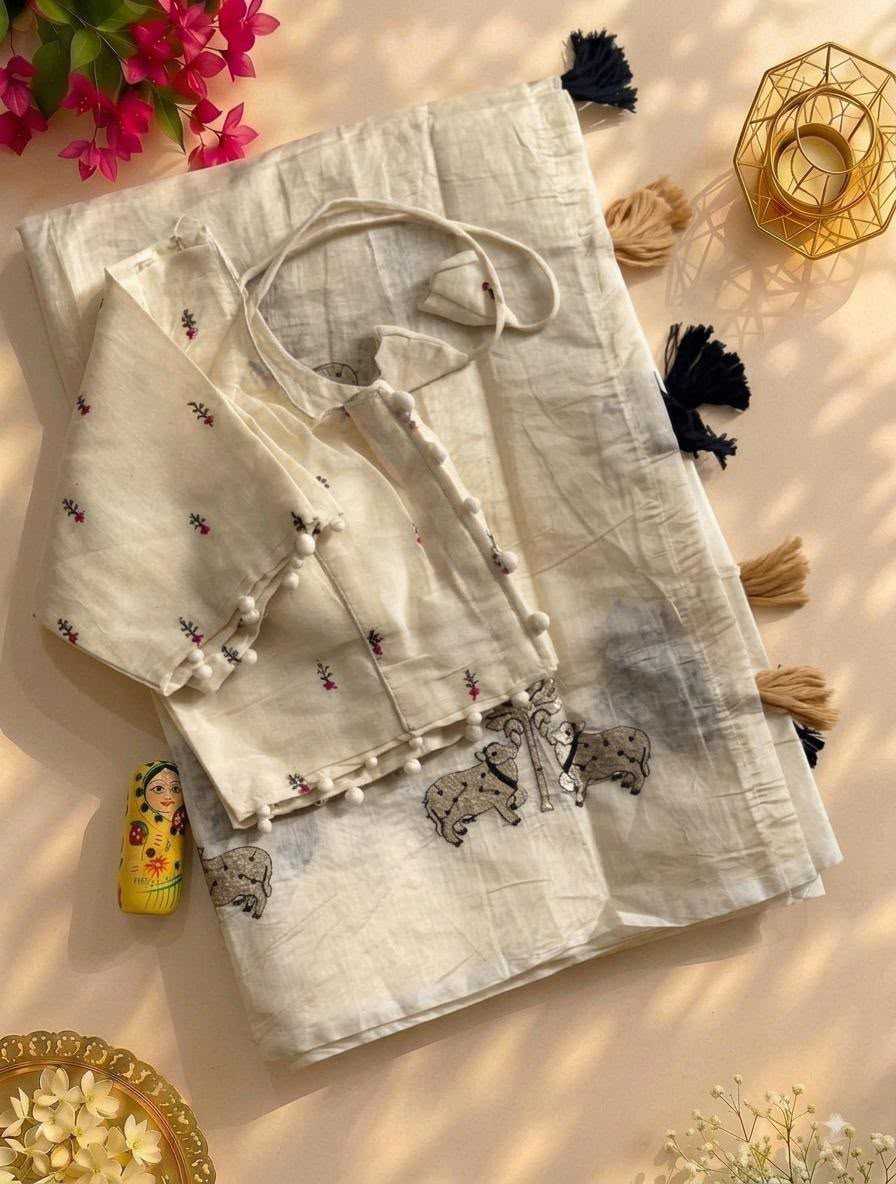 Twocow Chanderi Cotton Designer Saree