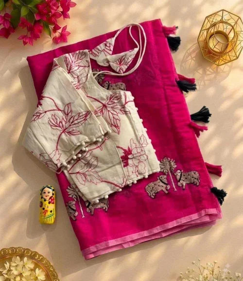 Twocow Chanderi Cotton Designer Saree