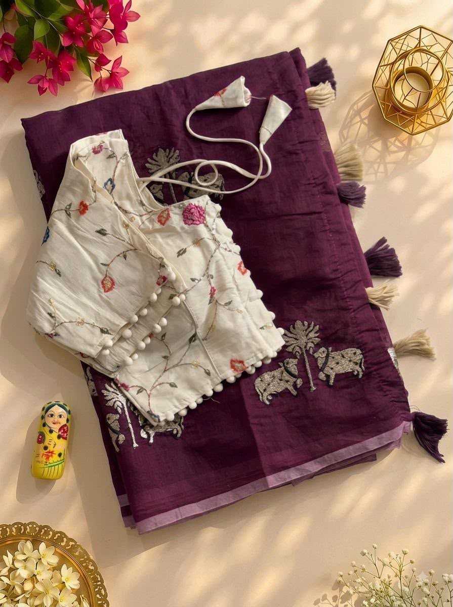 Twocow Chanderi Cotton Designer Saree
