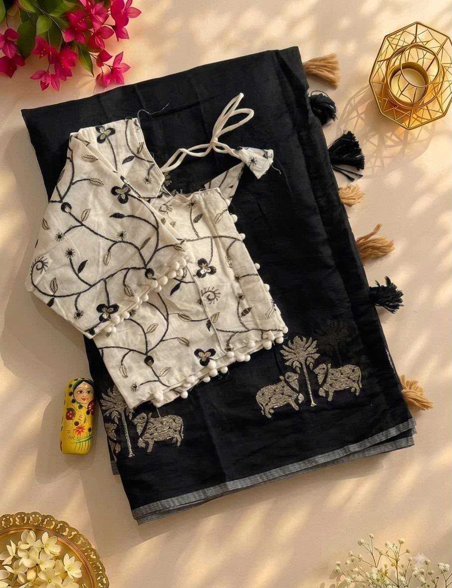 Twocow Chanderi Cotton Designer Saree