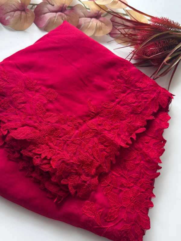 Organza Designer Saree in Red