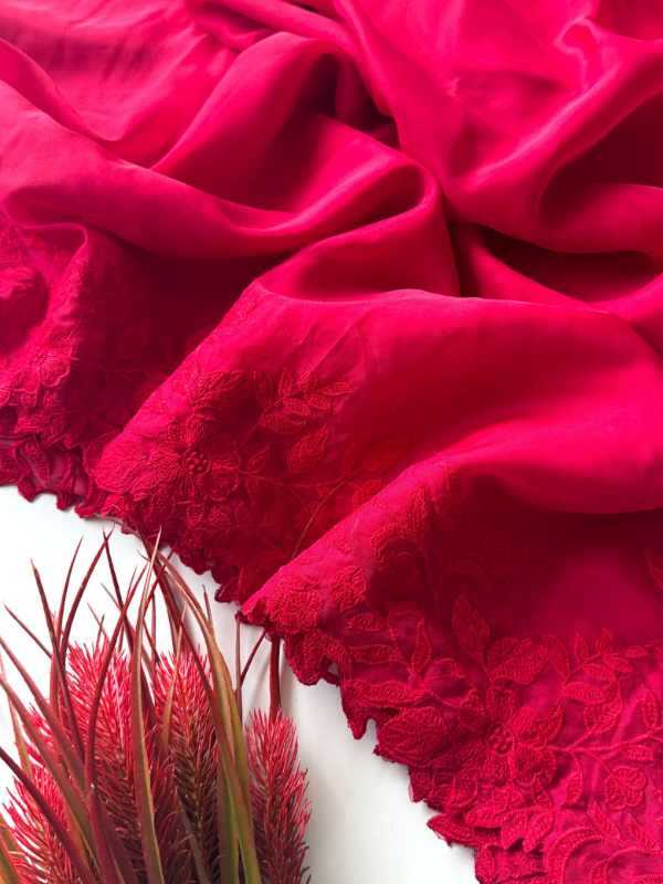 Organza Designer Saree in Red