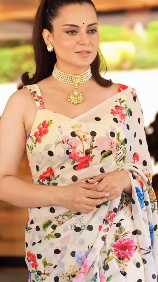 Faux Georgette Printed Saree