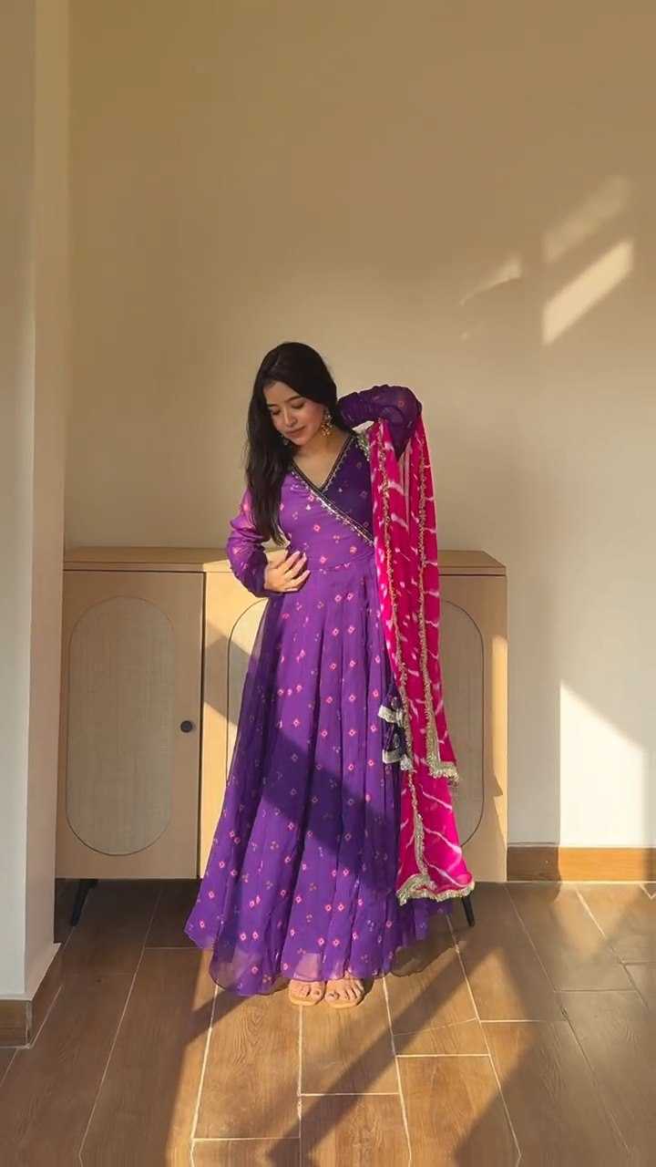 Faux Georgette Printed Gown 1423