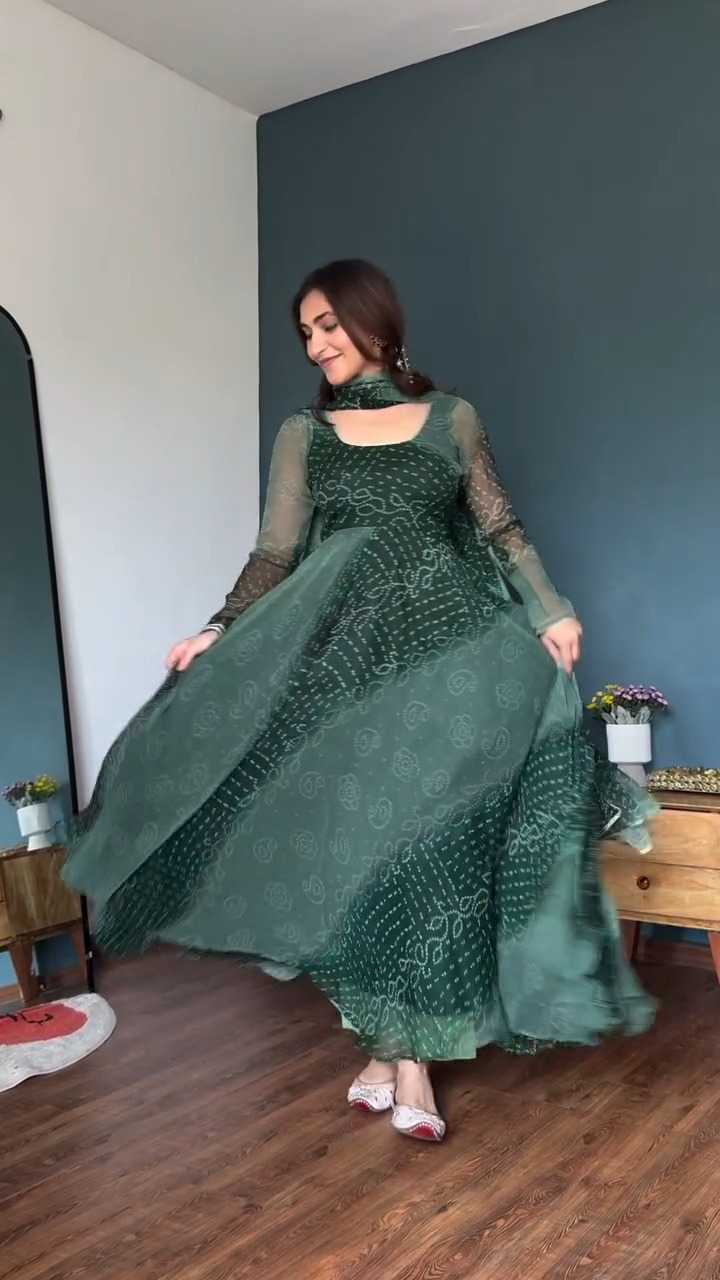Faux Georgette Printed Gown 1502
