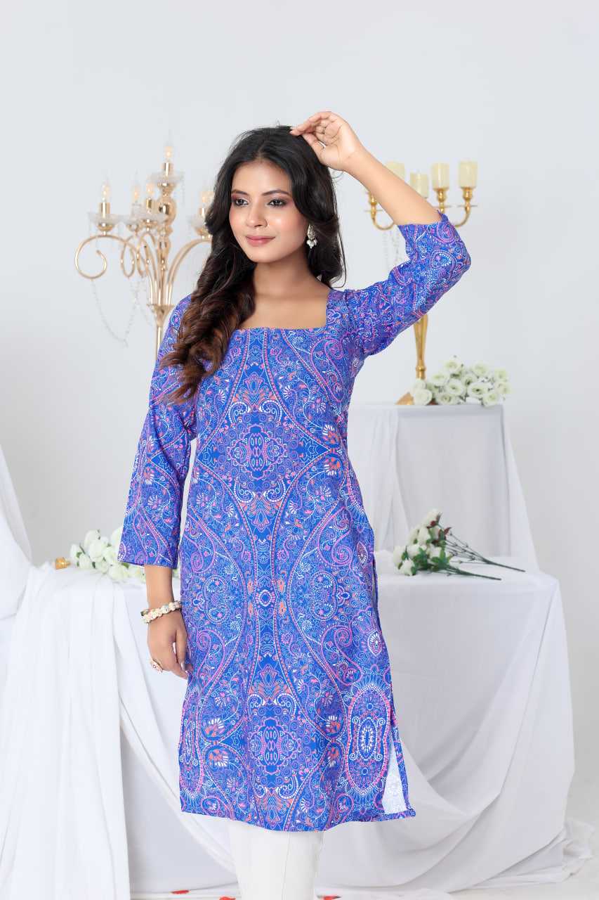 Georgette Designer Kurti in Cornflower