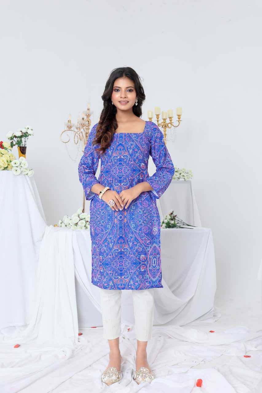 Georgette Designer Kurti in Cornflower