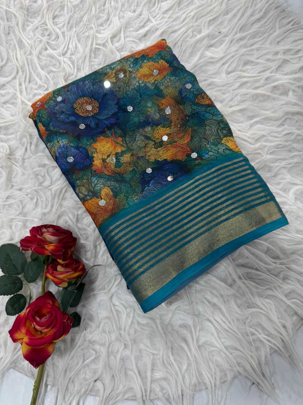 Georgette Printed Saree in Black