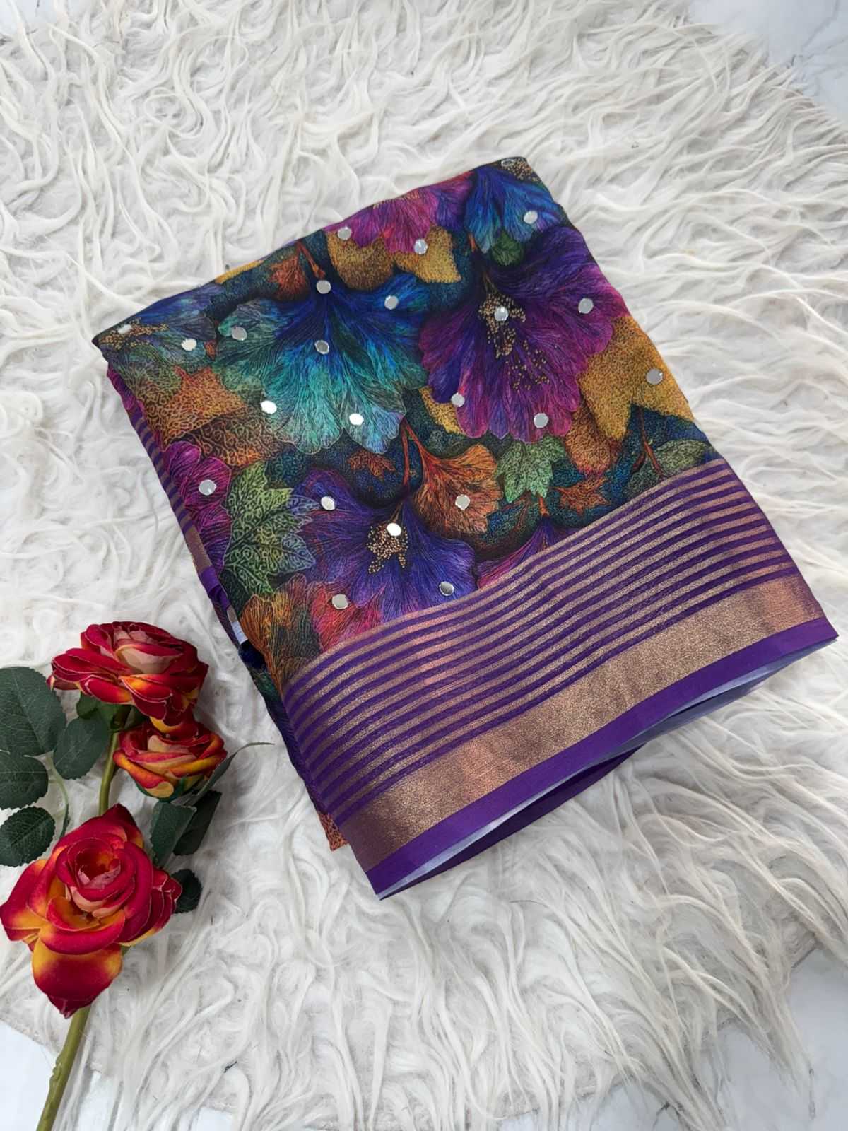 Georgette Printed Saree in Black