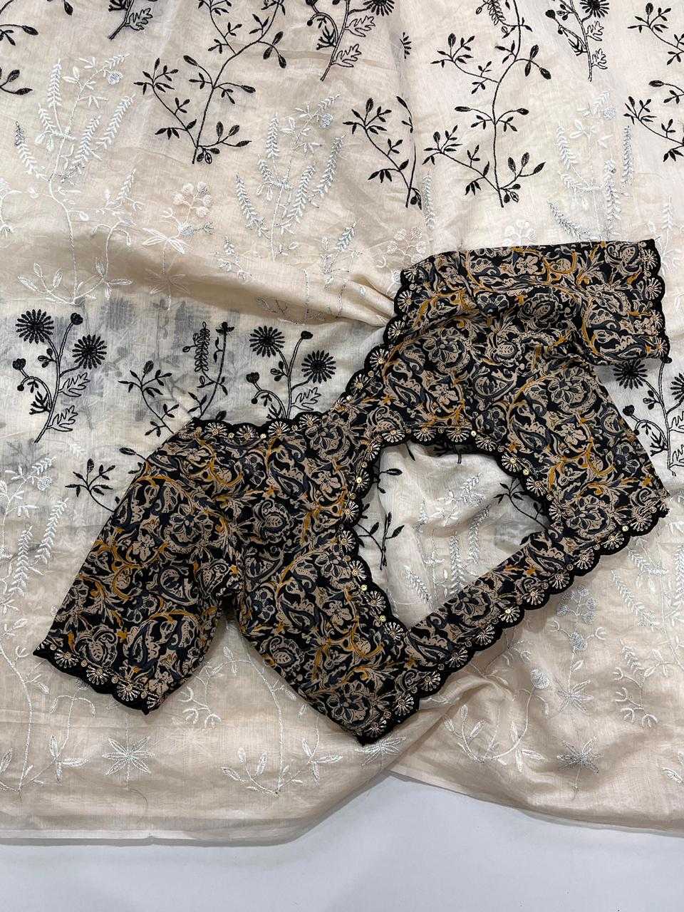 Pallu Chanderi Cotton Linen Saree