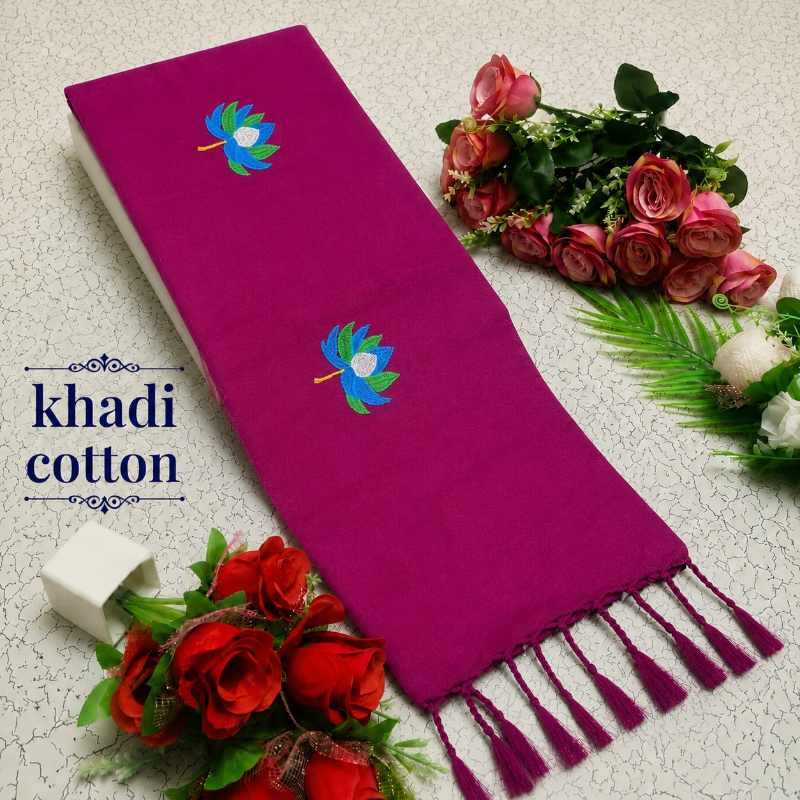 Khadi Cotton Embroidered Saree