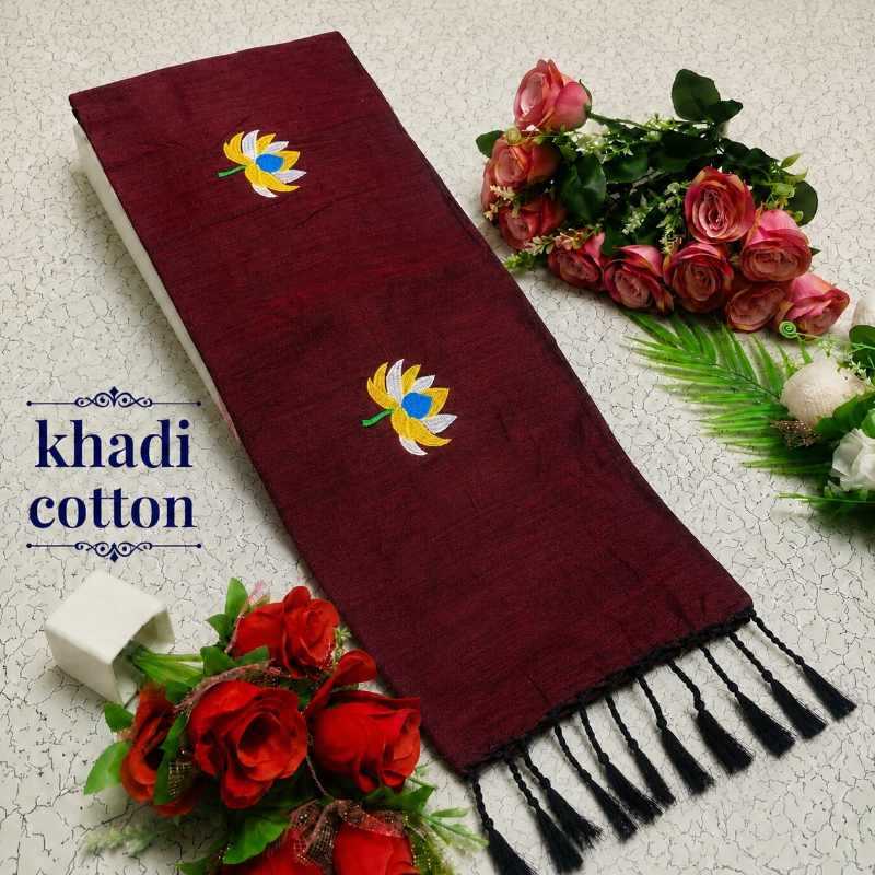 Khadi Cotton Embroidered Saree