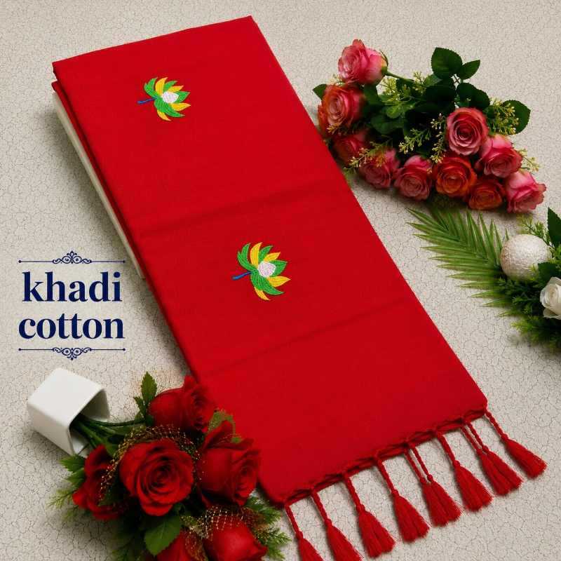Khadi Cotton Embroidered Saree