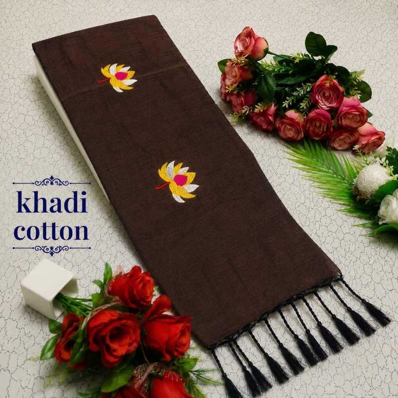 Khadi Cotton Embroidered Saree