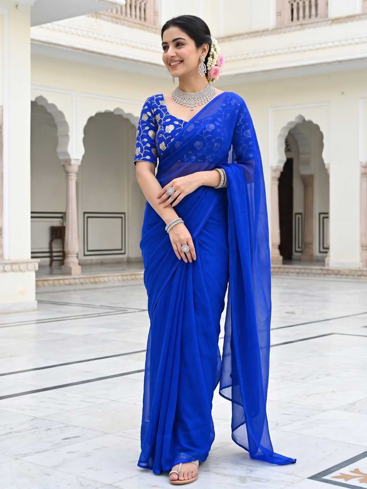 Satin Silk Embroidered Saree