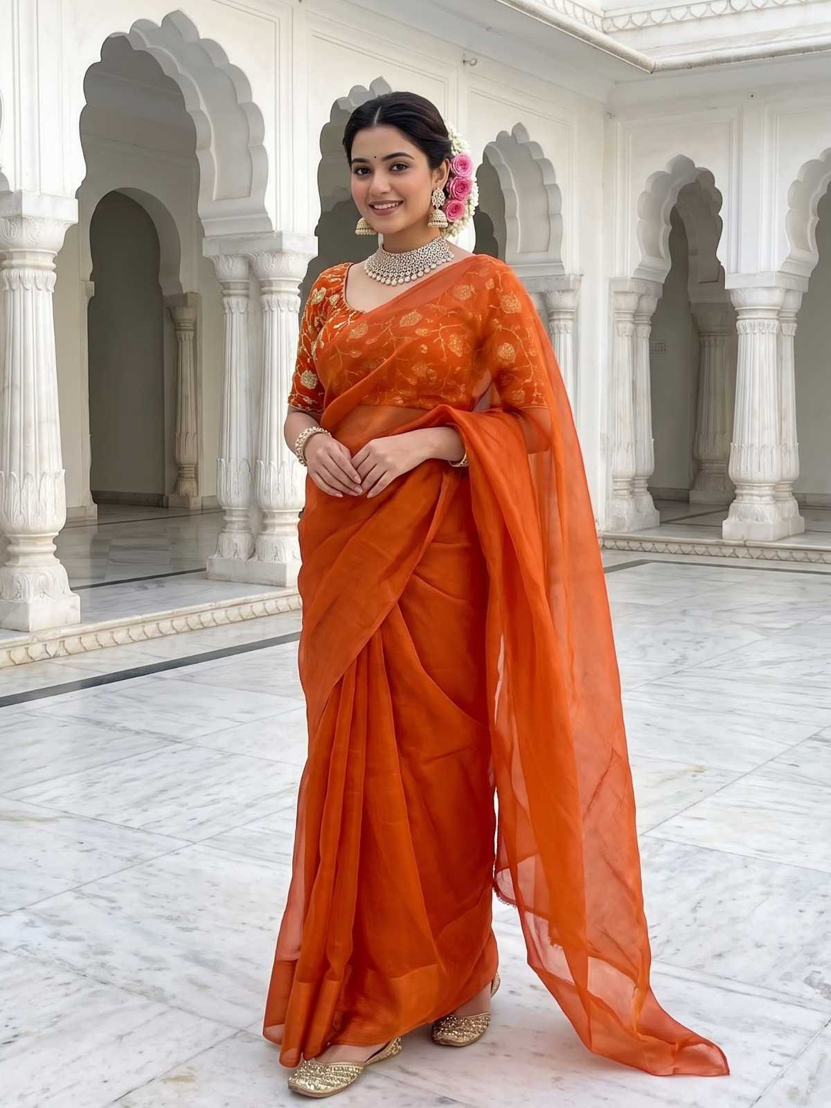 Satin Silk Embroidered Saree