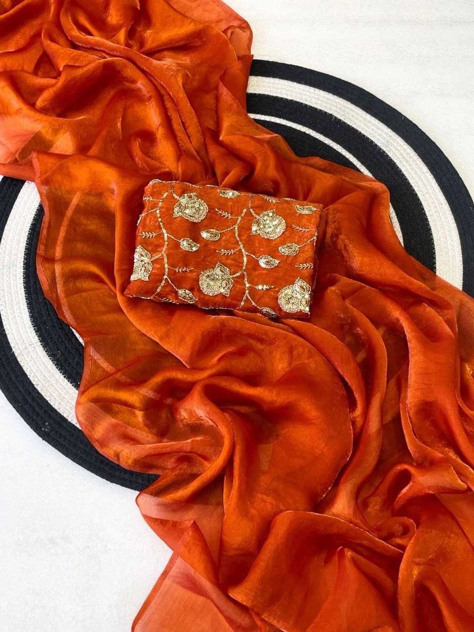 Satin Silk Embroidered Saree