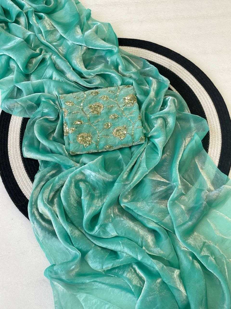 Satin Silk Embroidered Saree