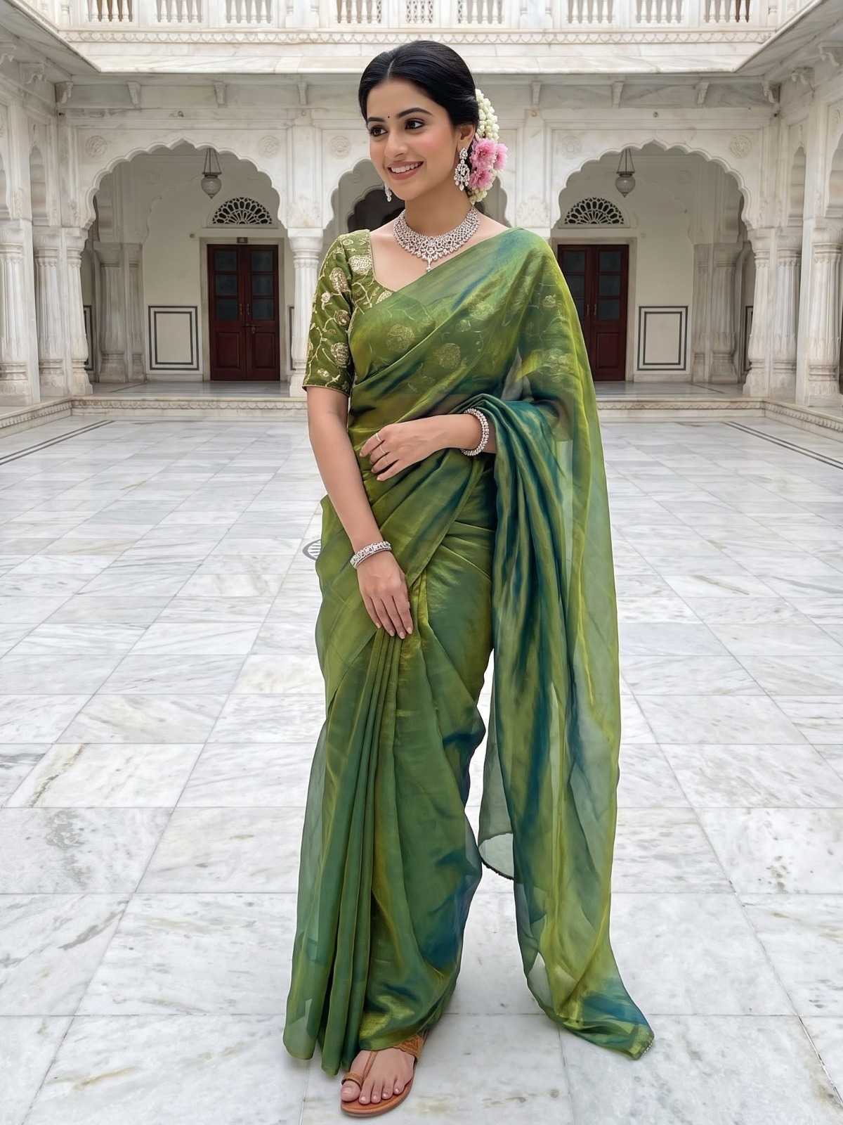 Satin Silk Embroidered Saree